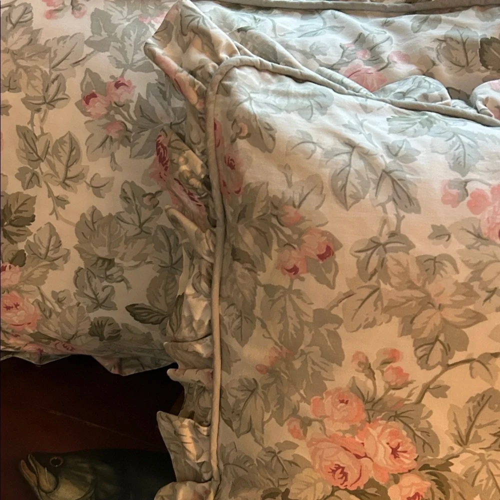 Laura Ashley vintage Floral Pillow Shams with Ruffle Trim